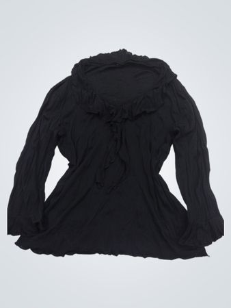 Schwarzes Langarm-Rüschenshirt
