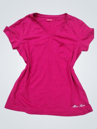Miss Fiori Pink V-Ausschnitt T-Shirt mit Tasche