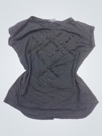 Yessica Schwarzes Perlen T-Shirt