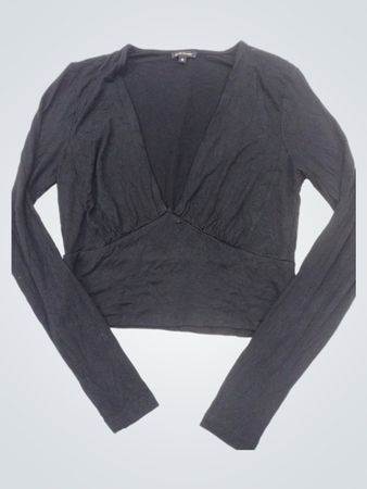 River Island Schwarzes Langarm-Cropped Top