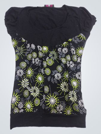 YOM AND YOM Schwarzes T-Shirt mit Blumenmuster