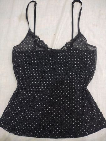 TCM Schwarzes Polka-Dot-Spitzen-Trim Cami