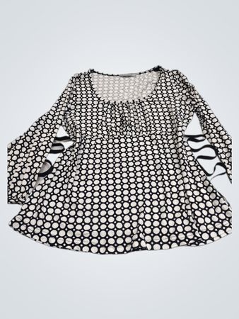Lindex Damen Schwarz-Weiß gepunktetes Langarmoberteil