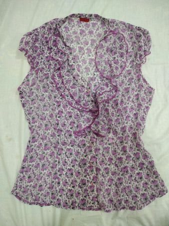 Bluse mit floralem Print und Rüschen
