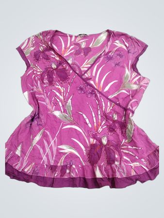 M&Co. Floral Print Wrap Top
