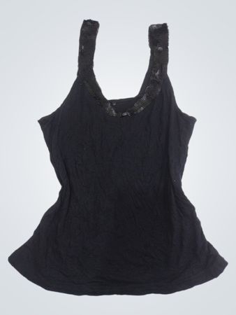 Schwarzes Tanktop mit Pailletten-Trägern