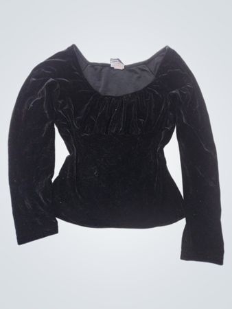 Anxiety Cafe Black Velvet Langarm-Top