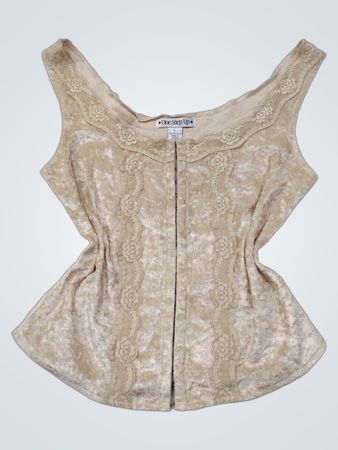 One Step Up Velour Lace Trim Camisole