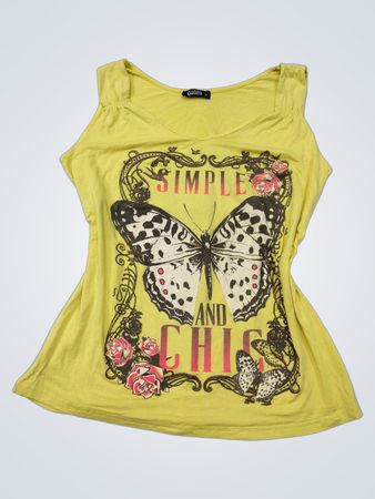Gelbes Tank-Top mit Schmetterlingsgrafik