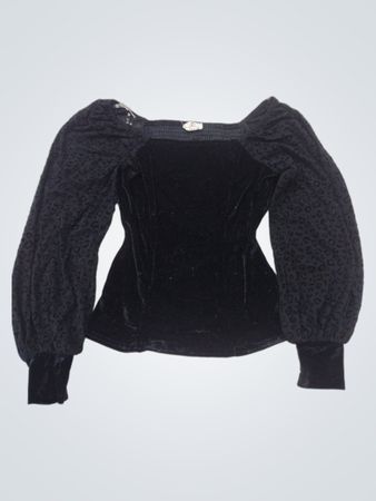 EMBER Black Velvet Puff Sleeve Top