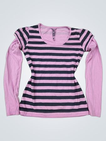 Langärmliges Shirt mit pinken und schwarzen Streifen und Grafik 'Chill Out!'