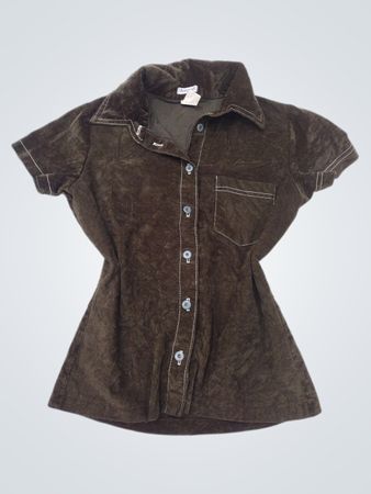 Flughafen Braun Samt Button-Up Hemd
