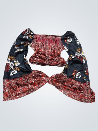 Damen Off-Shoulder Glockenärmel Crop Top