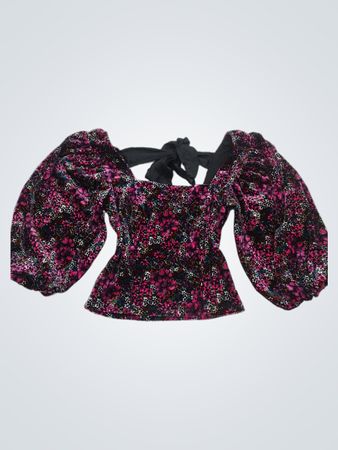 So floral print Puffärmel Oberteil