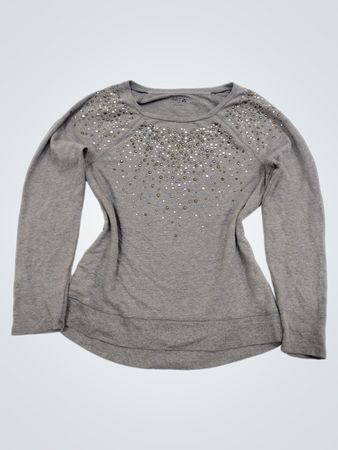 Apt 9 Damen graues Langarmshirt mit Verzierungen