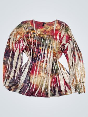 Susan Lawrence Woman 2X in den USA hergestellt Bedrucktes Langarmshirt