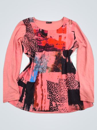 Laura Torelli Classic Damen Langarmshirt in Pink mit abstraktem Muster