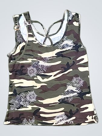 Very Lady Camouflage Tank Top with Floral Print