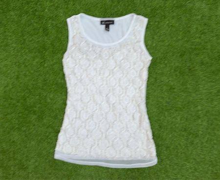 INC International Concepts White Lace Tank Top