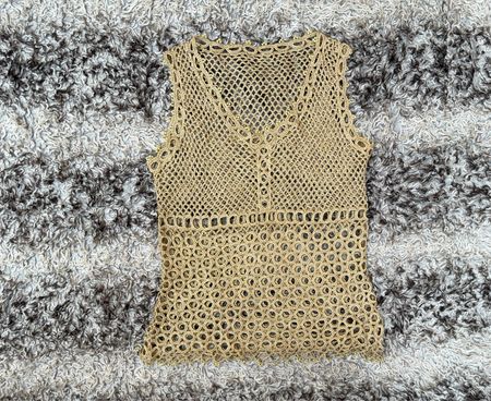 Beige Crochet Tank Top