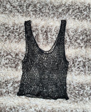 Black Beaded Knit Tank Top