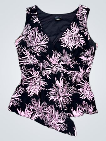 J.B. Black & Pink Floral Sleeveless Wrap Top