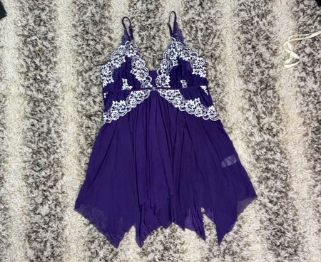 Purple babydoll with white lace trim