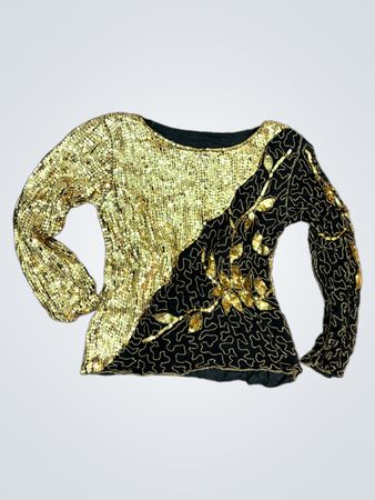 Gold- und schwarz paillettenverziertes Top