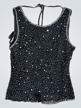 Top débardeur à sequins noirs