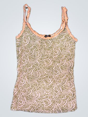 Cosabella Women's Brown Pink Dot Lace Trim Camisole