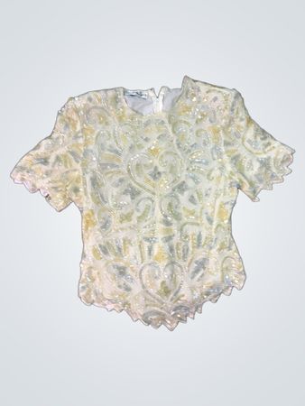 Damen-Oberteil mit Pailletten und Perlen