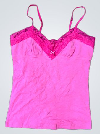 Pink camisole with lace trim