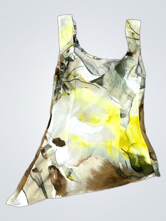 ANGEL Canotta da donna con stampa floreale e scollo con balze