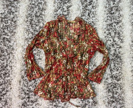 Notations Women's Floral Print Pleated Blouse