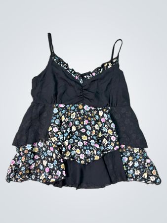 Black tiered cami with floral print