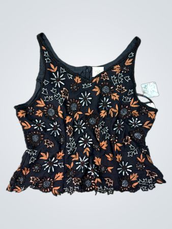 YVE LONDON Canottiera con fiori ricamati e perline