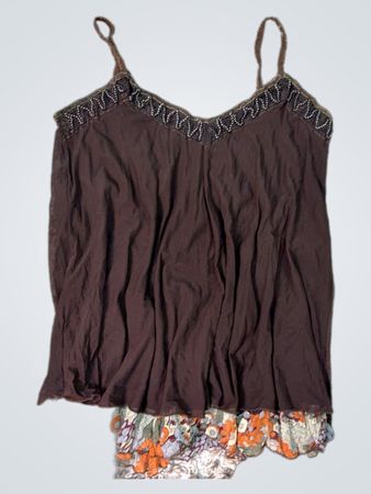 Camisola Aryeh Brown con orlo a stampa floreale