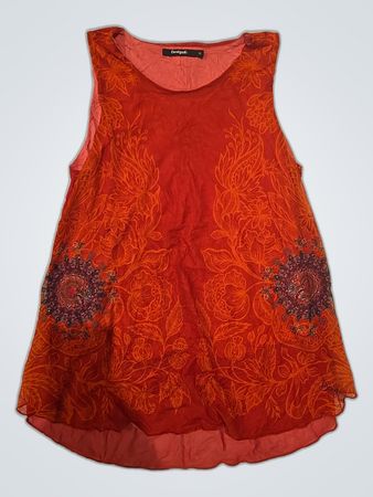 Desigual Red Floral Sleeveless Dress