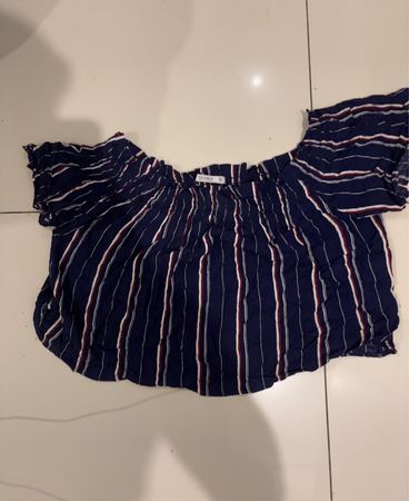 Pull&Bear Striped Off-Shoulder Blouse