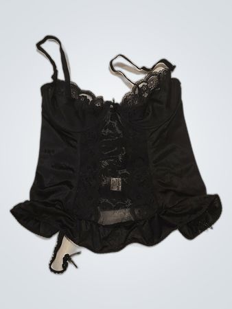 Black Lace Trim Corset Top