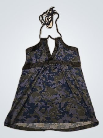 Blue Camouflage Halter Neck Dress