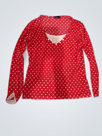 Mielelo Moda Paris Red Polka Dot Printed Blouse