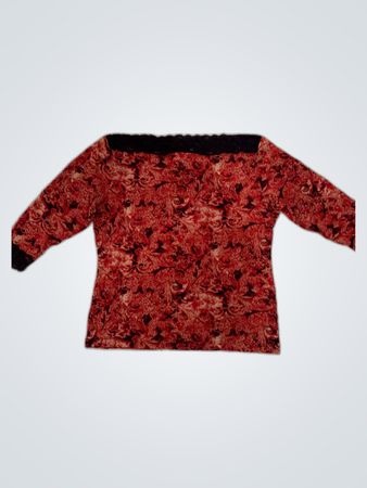 Women's Red Floral Blouse