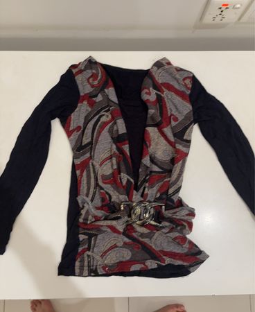 Long Sleeve Top with Patterned Vest