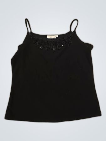 Black Fringed Tank Top