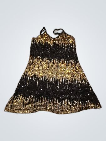 Black and Gold Sequin Dress