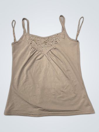 Gray Camisole with Embellished Neckline