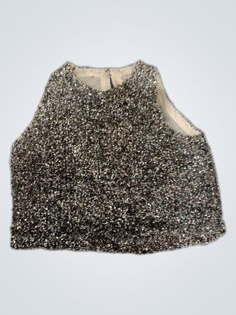 Black Sequined Crop Top