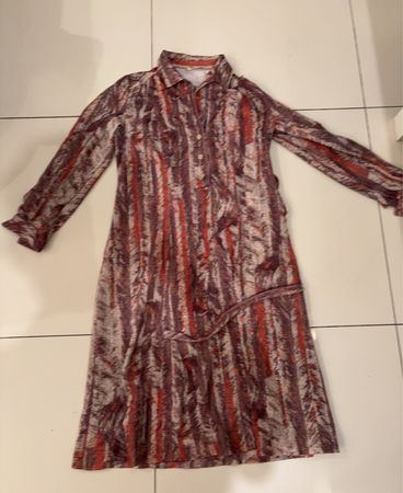 Patterned Long Sleeve Maxi Shirtdress