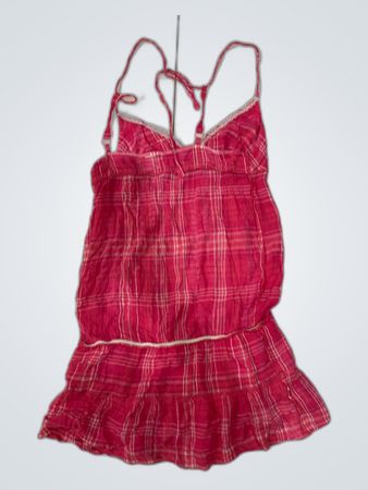 Unbranded Pink Plaid Halter Mini Dress